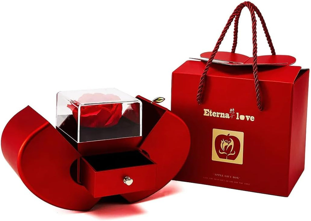 Forever Rose Apple Gift Box with Love Knot Necklace - To My Love